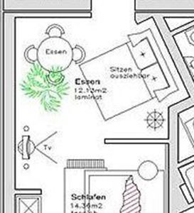 Apartment/Wohn-Schlafraum/Bad, WC