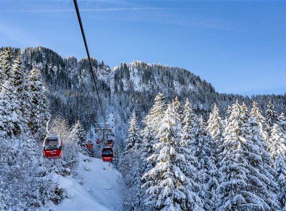 Landschaft Skigebiet Hahnenkamm Winter Gondel (c) 